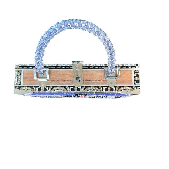 Vintage Handmade Cigar Box Purse Beaded Handle Dancing Couple Braciano Box Bag - Picture 3 of 11